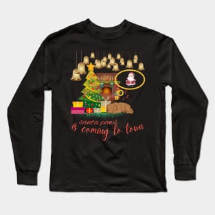 santa paws is coming to town cute dog christmas Long Sleeve T-Shirt